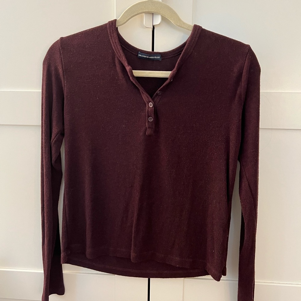 Brandy Melville Henley Top Maroon
